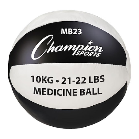Champion Sports 21-22 lbs Leather Medicine Ball, Black & White CH55972